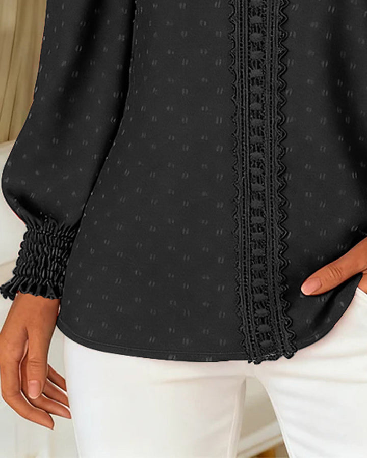 Quorwyn | Women's Boho Long Sleeve Lace Trim Blouse - Red - Image 9