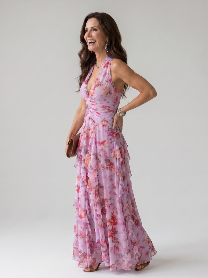 Ramona | Women's Floral Halter Neck Maxi Dress - Floral - Image 2