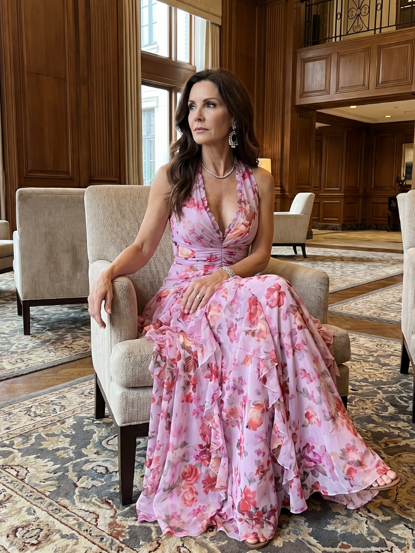 Ramona | Women's Floral Halter Neck Maxi Dress - Floral - Image 5