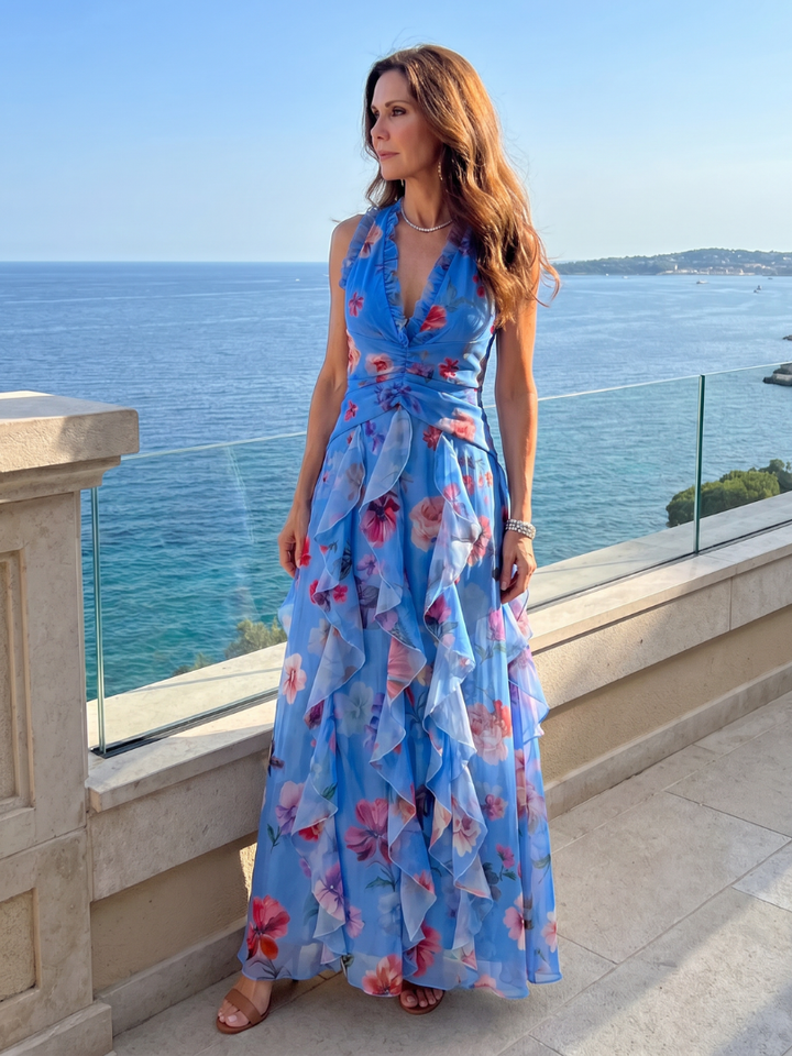 Ramona | Women's Floral Halter Neck Maxi Dress - Floral - Image 8