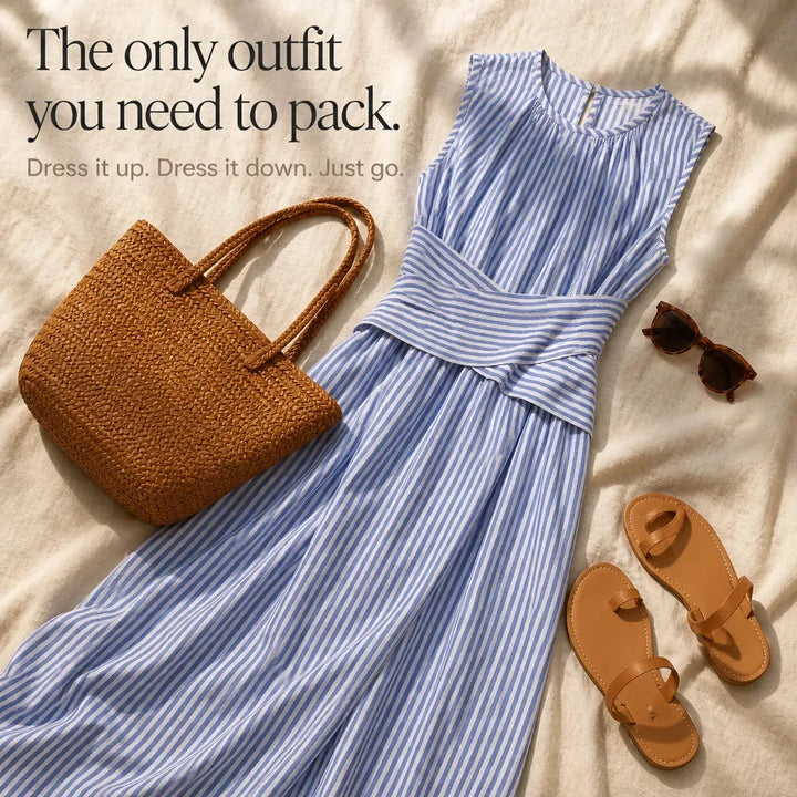 Ravelle | Women's Striped Sleeveless Maxi Dress - Striped - Image 10