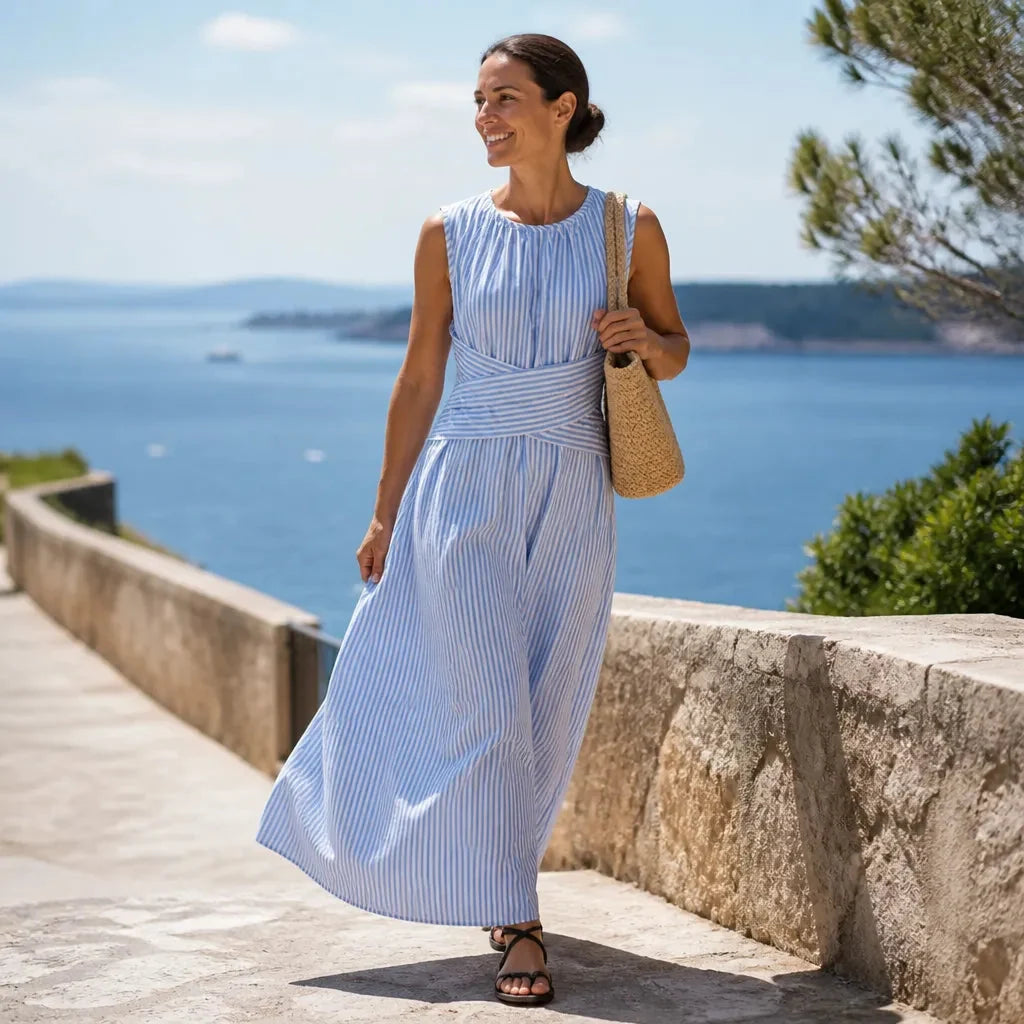 Ravelle | Women's Striped Sleeveless Maxi Dress - Striped - Image 3