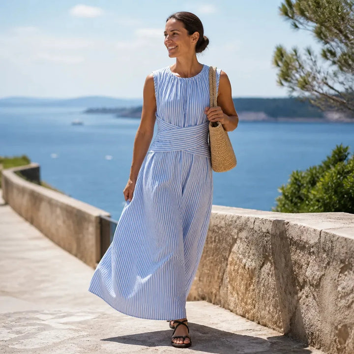 Ravelle | Women's Striped Sleeveless Maxi Dress - Striped - Image 3