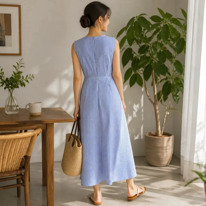 Ravelle | Women's Striped Sleeveless Maxi Dress - Striped - Image 6