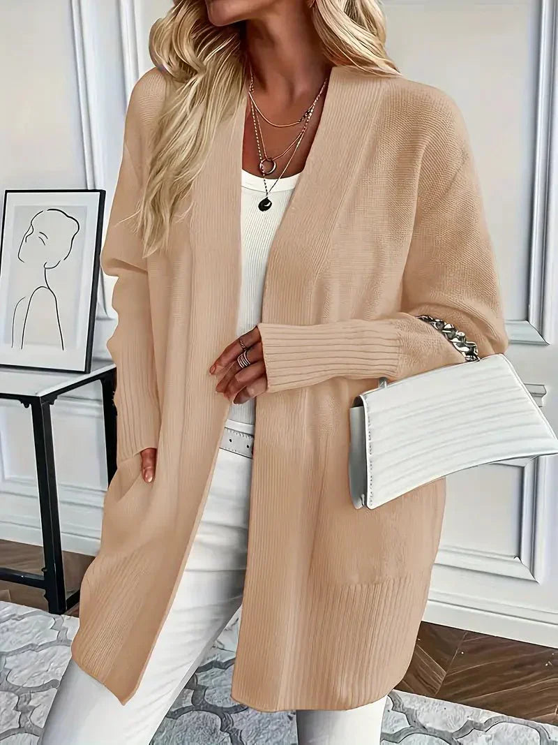 Raven | Women's Long Open Front Cardigan - Blue - Image 9