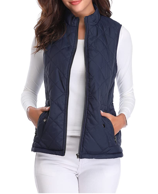 Raven | Women's Quilted Zip Front Vest - Pink - Image 10