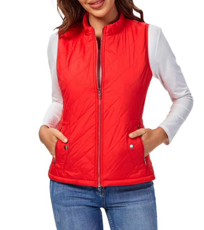 Raven | Women's Quilted Zip Front Vest - Pink - Image 11