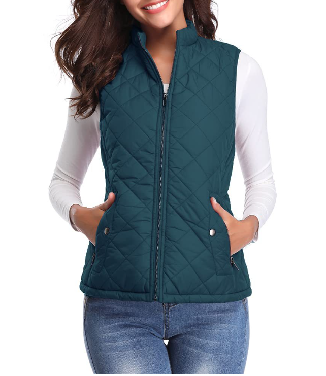 Raven | Women's Quilted Zip Front Vest - Pink - Image 13