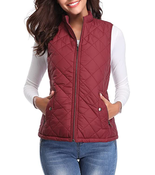Raven | Women's Quilted Zip Front Vest - Pink - Image 5