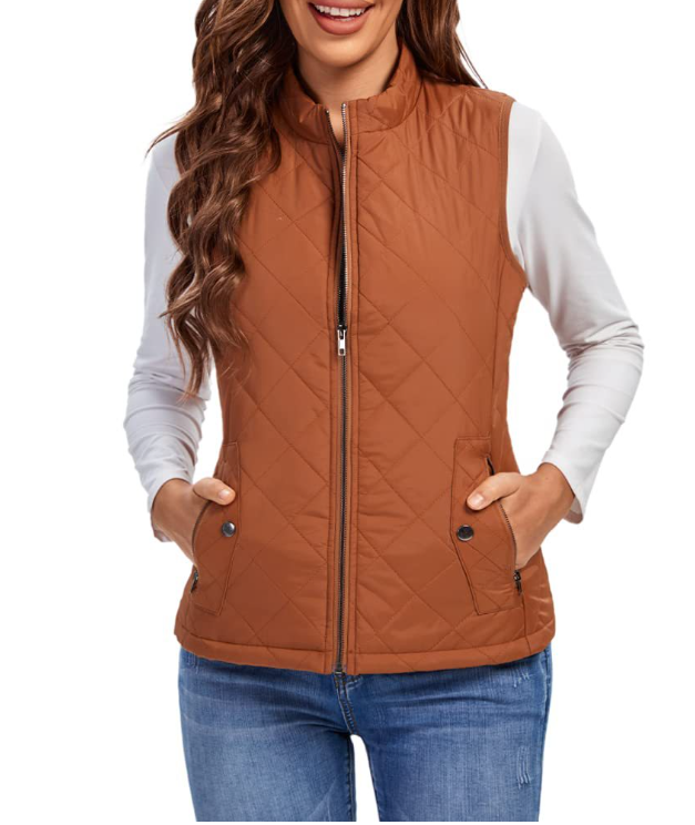 Raven | Women's Quilted Zip Front Vest - Pink - Image 7
