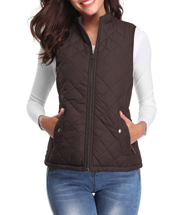 Raven | Women's Quilted Zip Front Vest - Pink - Image 9