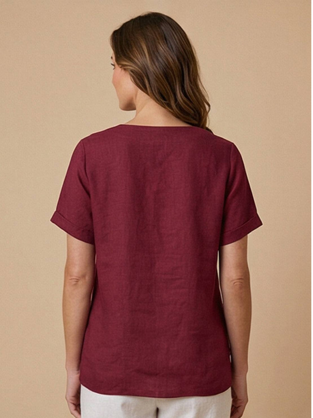 Olive | Women's Casual Tee Short Sleeve Scoop Neck Button Detail Top