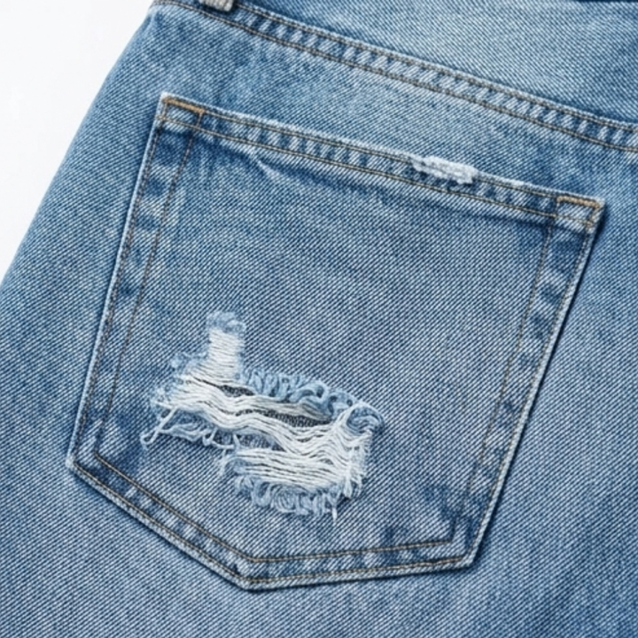 Renata | Women's Straight Leg Cropped Raw Hem Jeans - Light Blue - Image 9