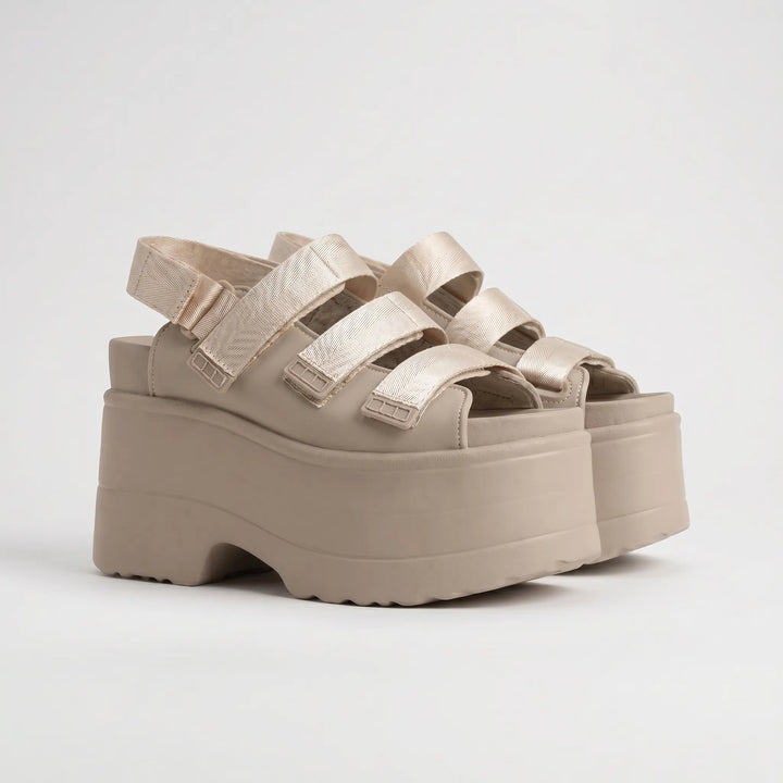 Rindella | Women's Strappy Platform Sandals - Beige - Image 1