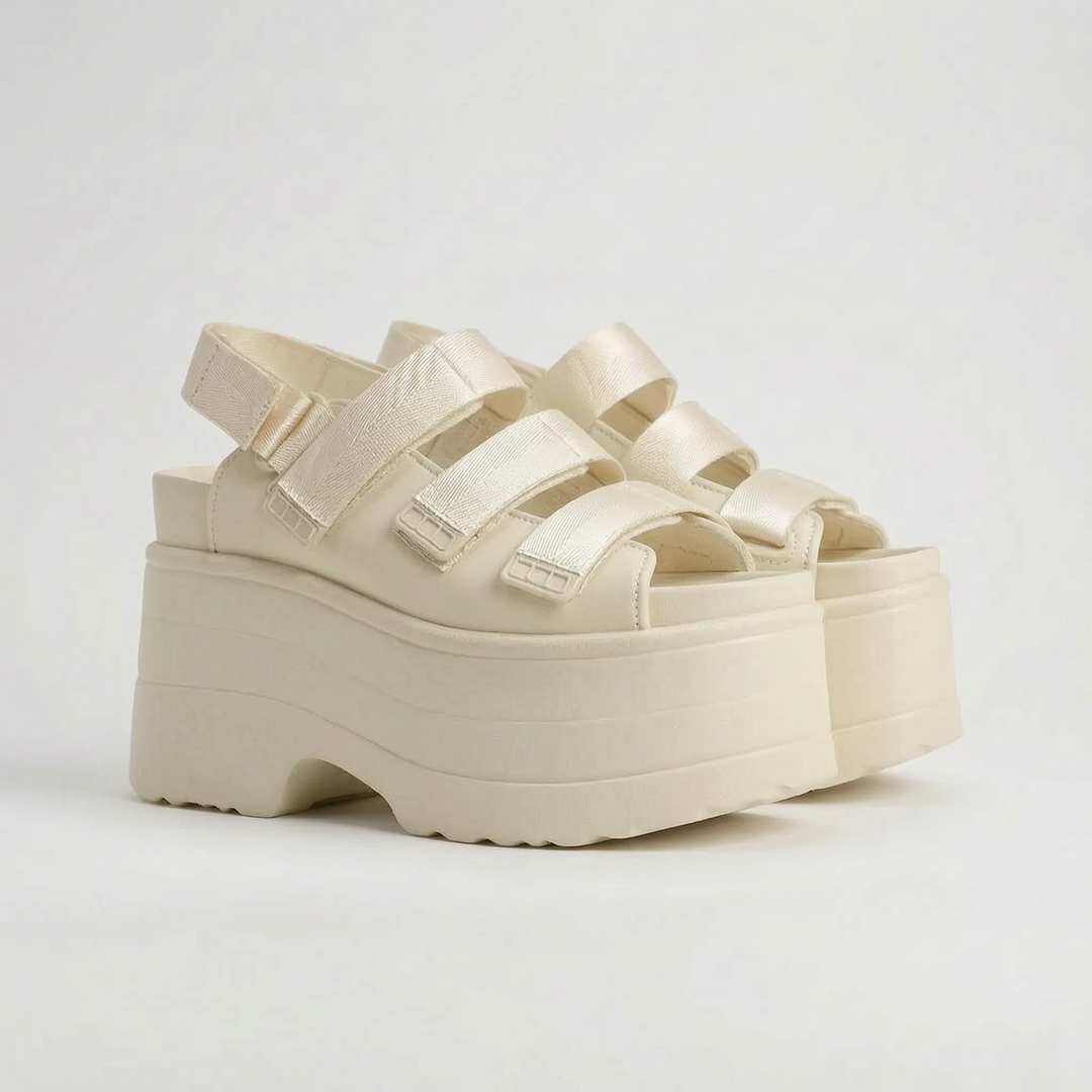 Rindella | Women's Strappy Platform Sandals - Beige - Image 4
