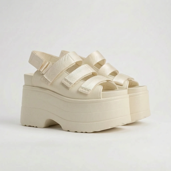 Rindella | Women's Strappy Platform Sandals - Beige - Image 4
