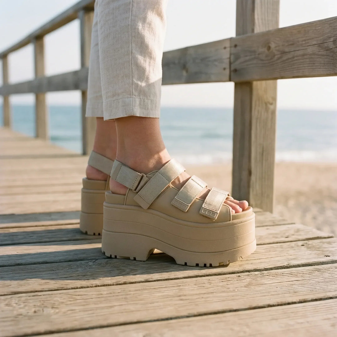 Rindella | Women's Strappy Platform Sandals - Beige - Image 5