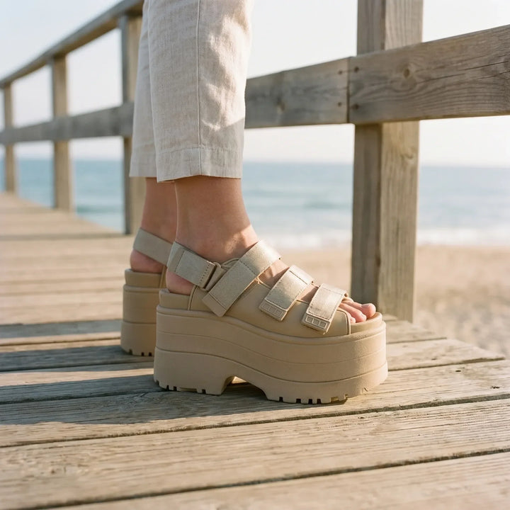 Rindella | Women's Strappy Platform Sandals - Beige - Image 5