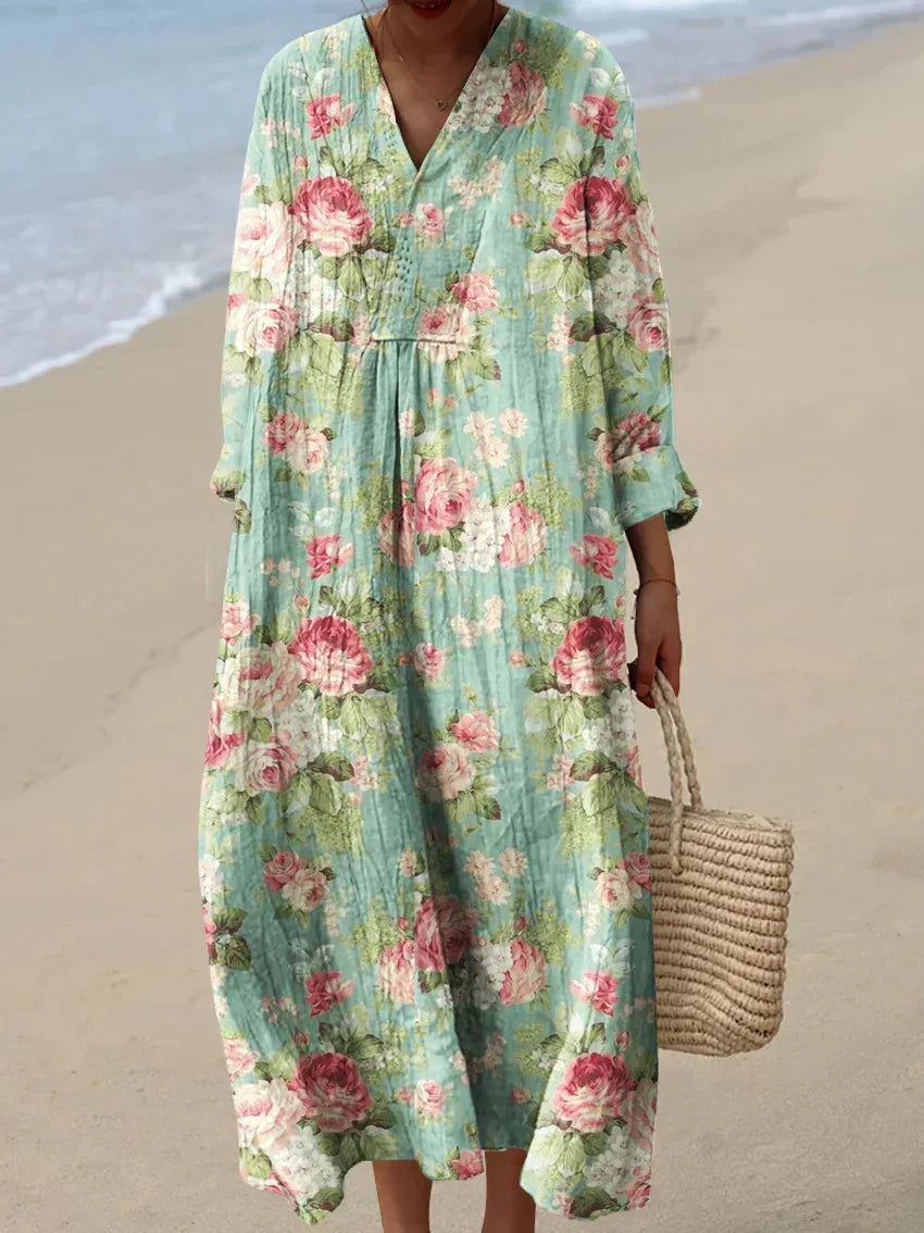 Romaine | Women's Floral Print Midi Dress - Floral - Image 1