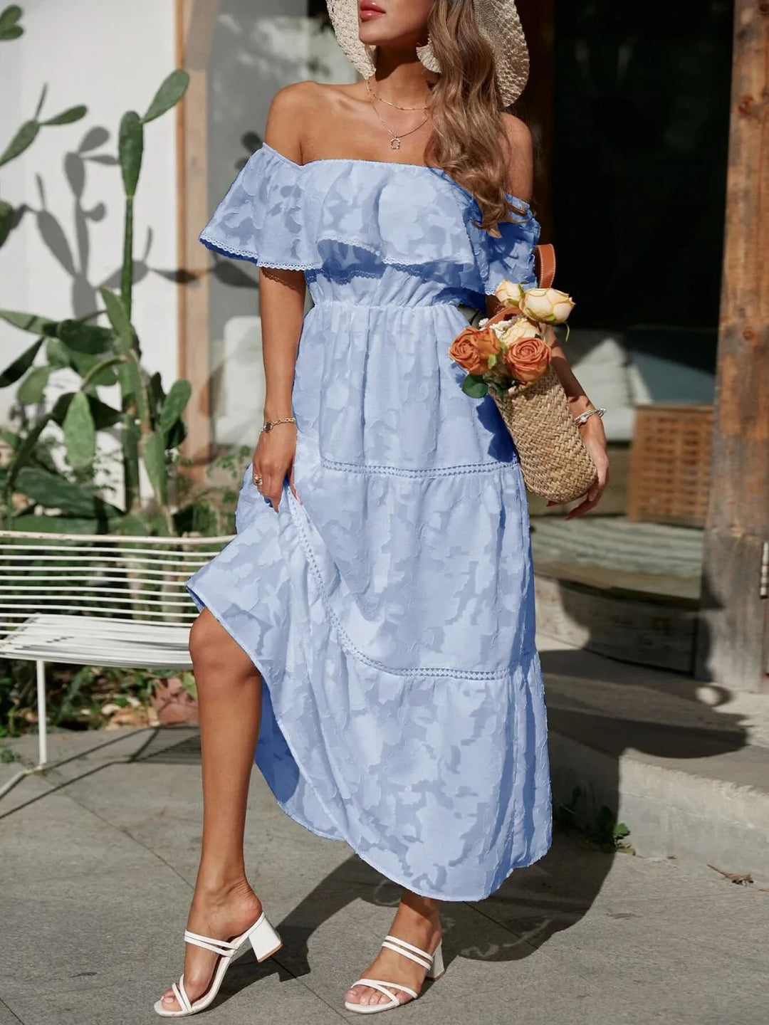 Romilda | Women's Wedding Guest Dress Off-Shoulder Midi - White - Image 10