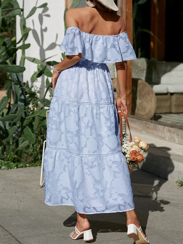 Romilda | Women's Wedding Guest Dress Off-Shoulder Midi - White - Image 11