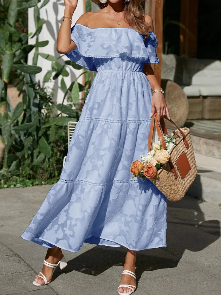 Romilda | Women's Wedding Guest Dress Off-Shoulder Midi - White - Image 9