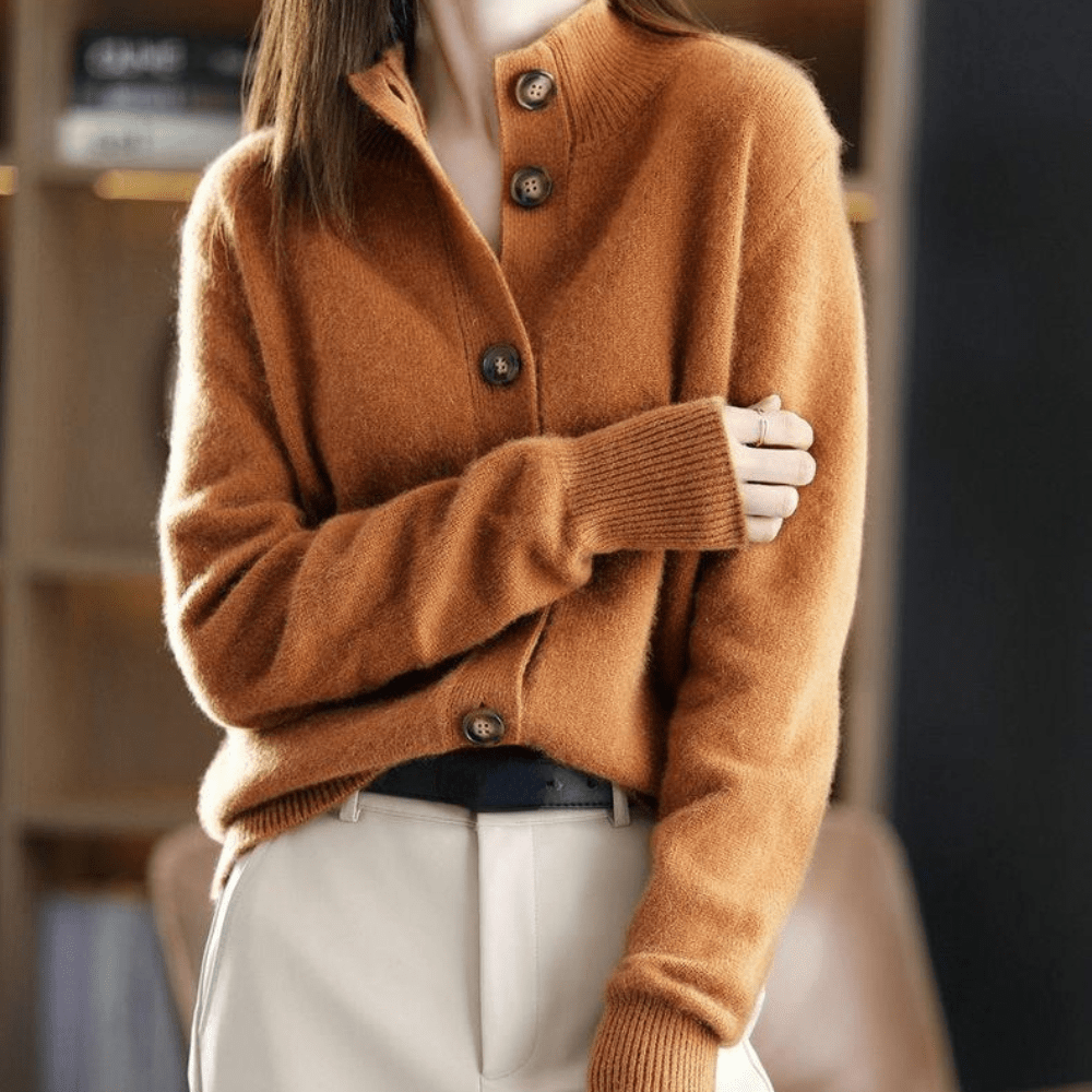 Rosabel | Women's Long Sleeve Button Up Cardigan - Orange - Image 1