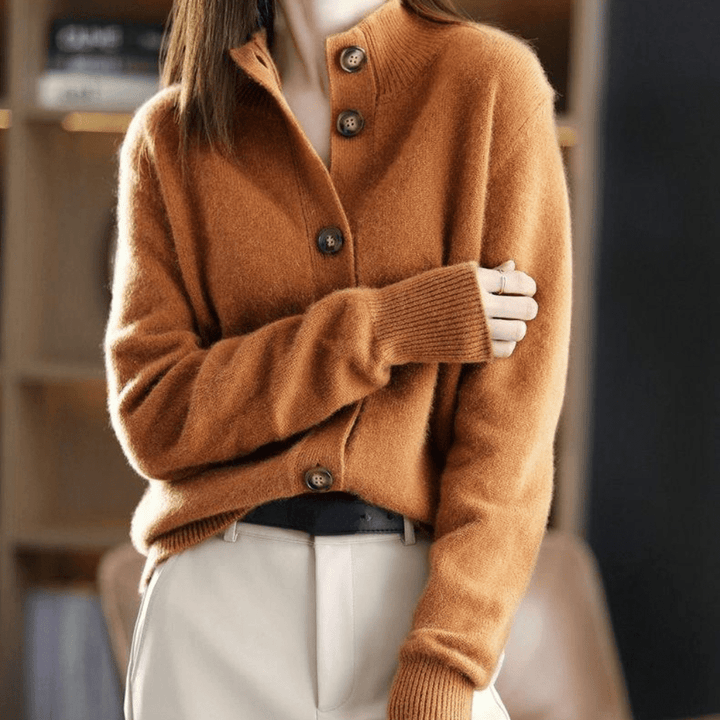 Rosabel | Women's Long Sleeve Button Up Cardigan - Orange - Image 1
