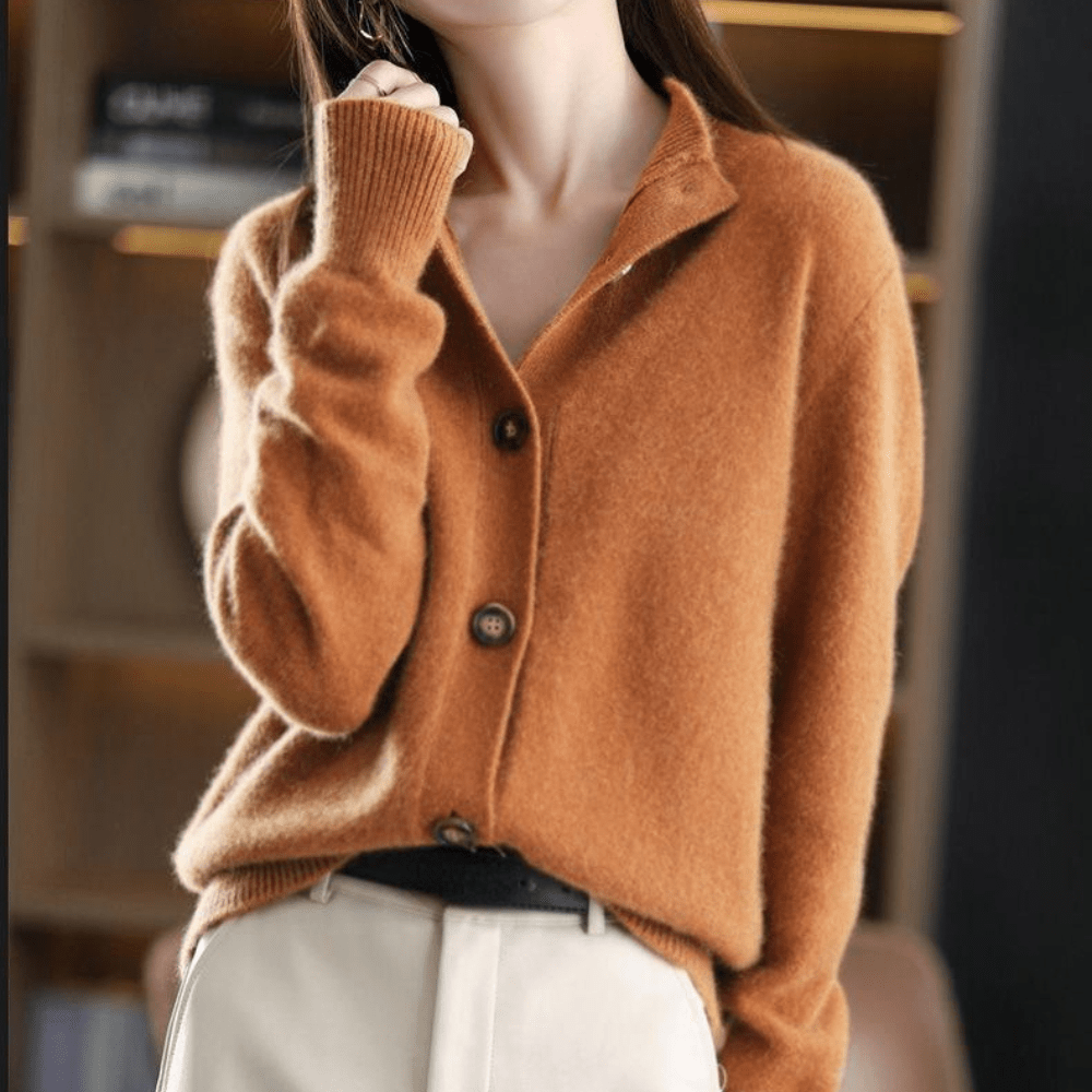 Rosabel | Women's Long Sleeve Button Up Cardigan - Orange - Image 8