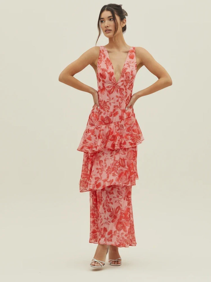 Rosalette | Women's Floral Maxi Dress Tiered Ruffle - Floral - Image 1