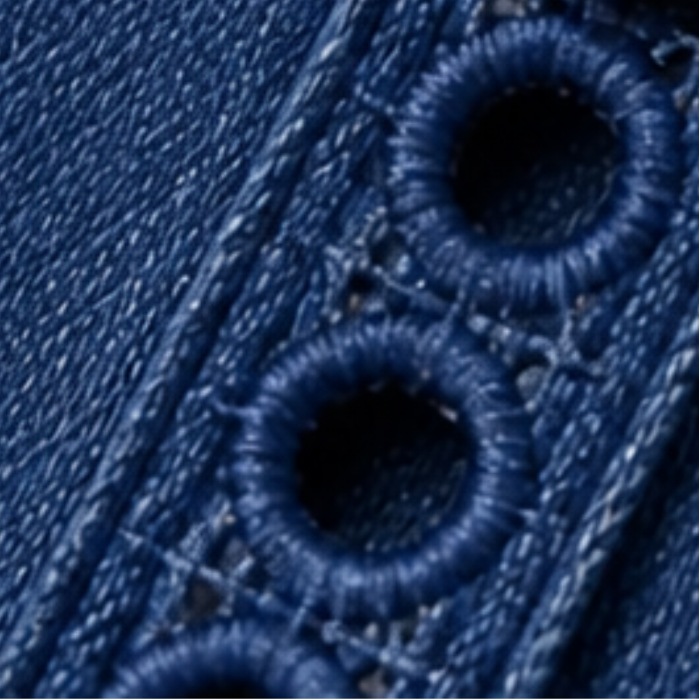 Rosamund | Women's Denim Midi Dress with Eyelet Trim - Blue - Image 10