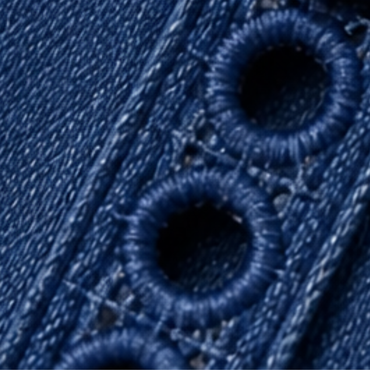 Rosamund | Women's Denim Midi Dress with Eyelet Trim - Blue - Image 10