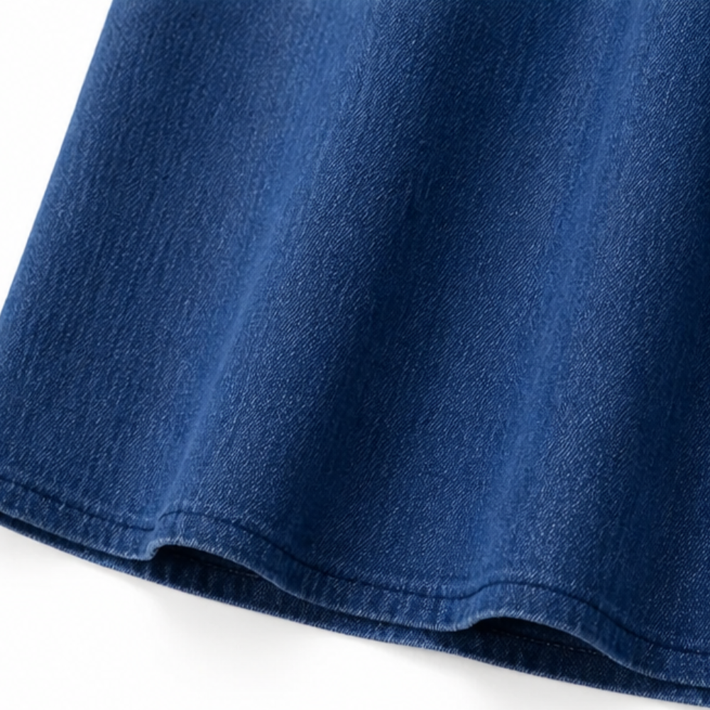 Rosamund | Women's Denim Midi Dress with Eyelet Trim - Blue - Image 11