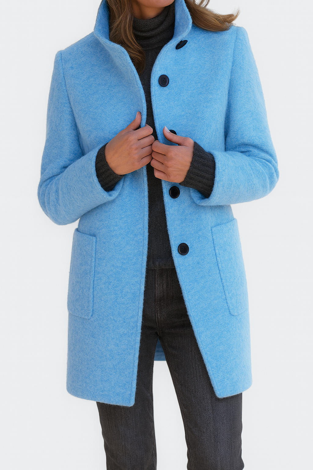 Rosamund | Women's Hooded Long Coat - Grey - Image 10