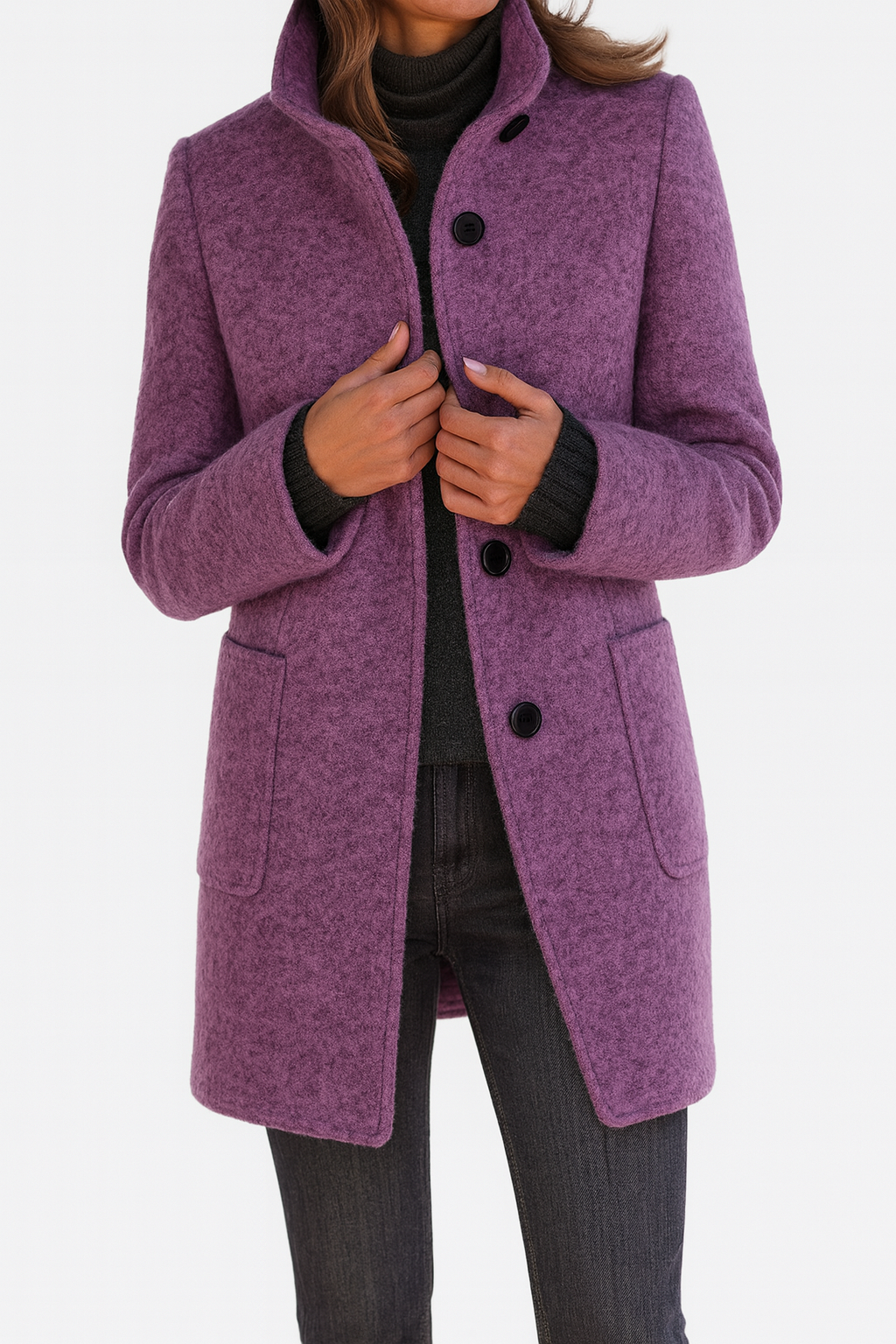 Rosamund | Women's Hooded Long Coat - Grey - Image 3