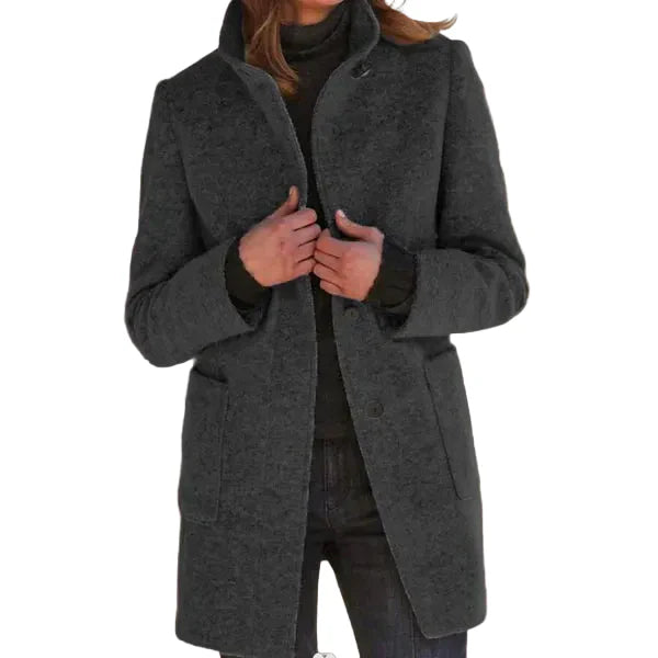Rosamund | Women's Hooded Long Coat - Grey - Image 5