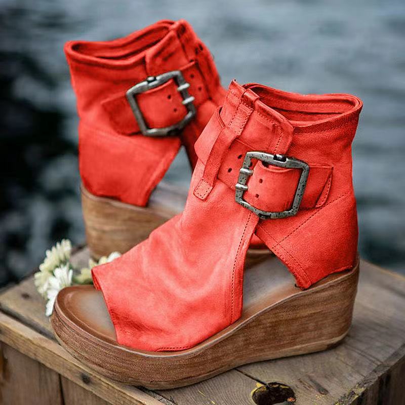Rosamund | Women's Purple Ankle Strap Wedge Sandals - Purple - Image 2