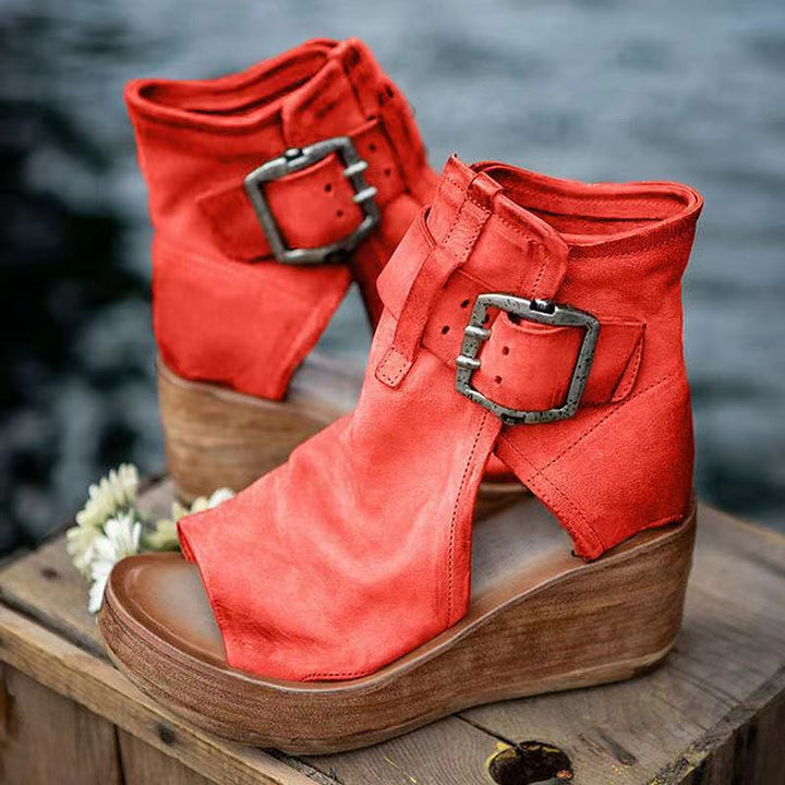 Rosamund | Women's Purple Ankle Strap Wedge Sandals - Purple - Image 2