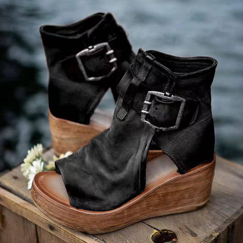 Rosamund | Women's Purple Ankle Strap Wedge Sandals - Purple - Image 3