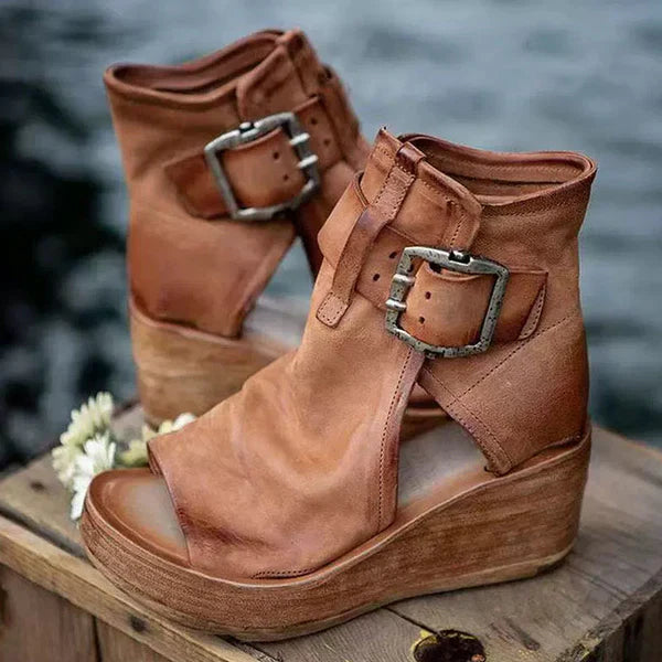 Rosamund | Women's Purple Ankle Strap Wedge Sandals - Purple - Image 4