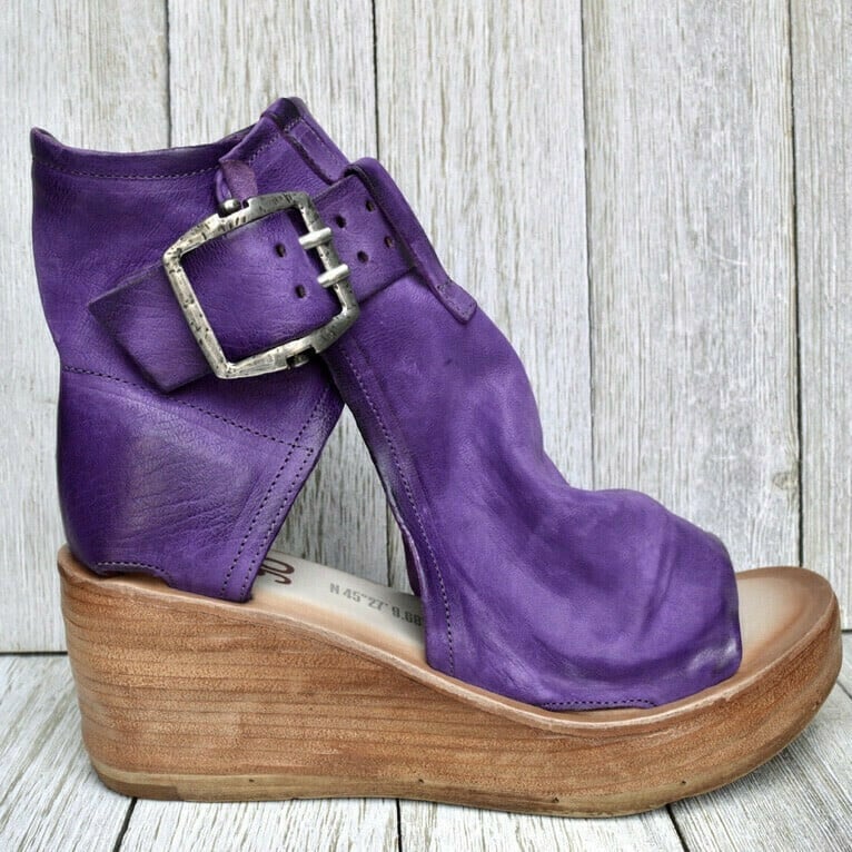 Rosamund | Women's Purple Ankle Strap Wedge Sandals - Purple - Image 6