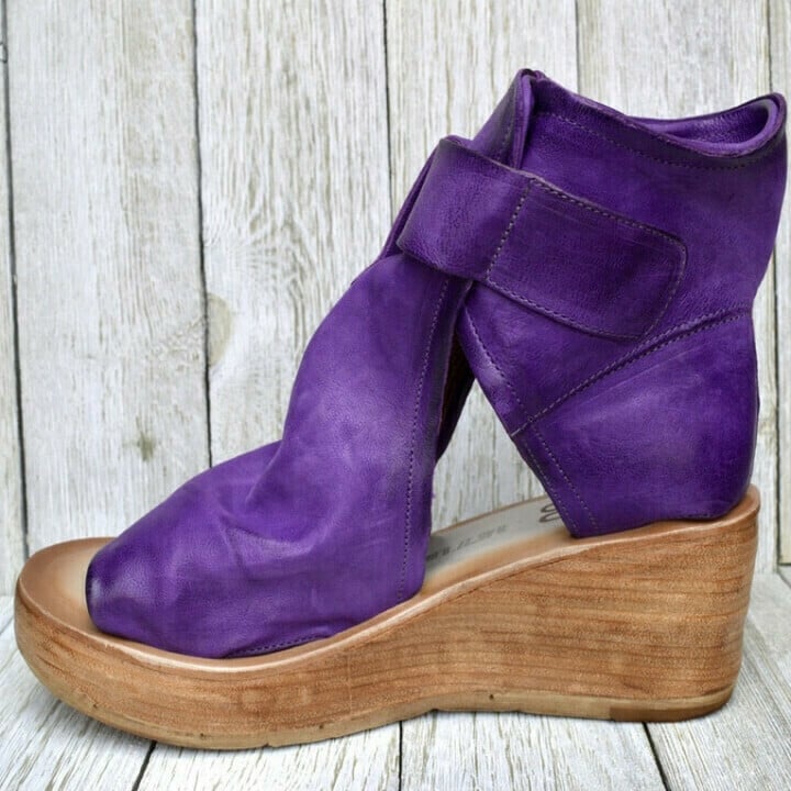 Rosamund | Women's Purple Ankle Strap Wedge Sandals - Purple - Image 7