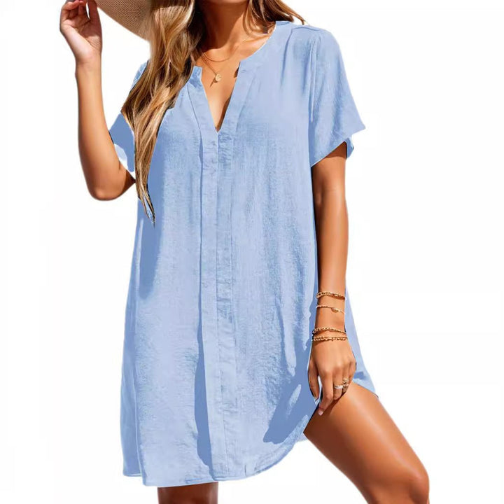 Rosawen | Women's Summer Shirt Dress Short Sleeve - Image 4