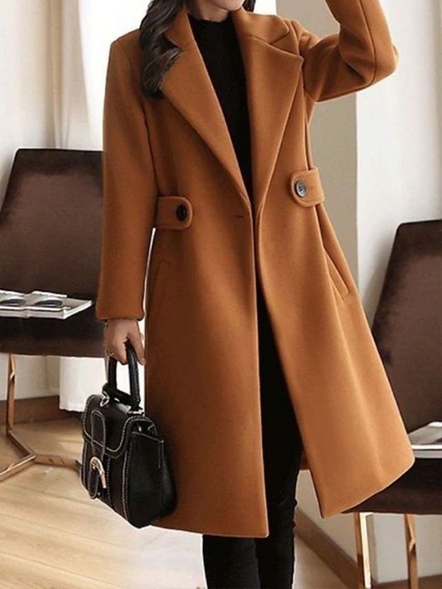 Rosemary | Women's Double Breasted Belted Long Coat - Beige - Image 3