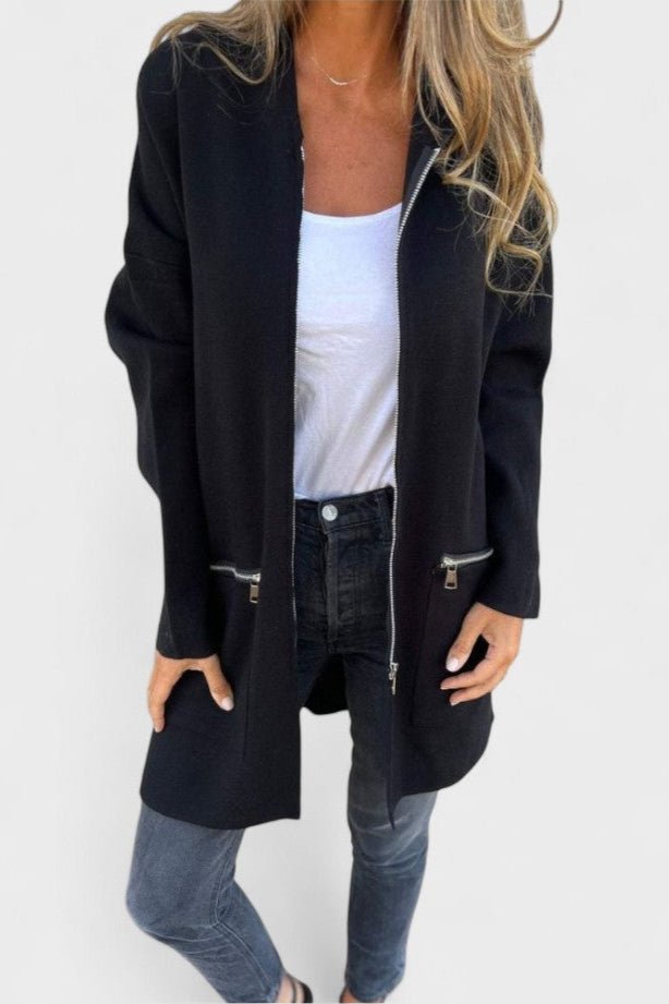Rosetta | Women's Open Front Long Sleeve Blazer - Grey - Image 3