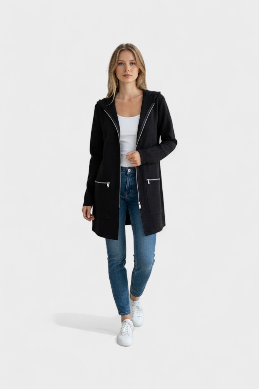 Rosetta | Women's Open Front Long Sleeve Blazer - Grey - Image 4