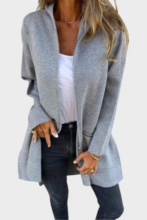 Rosetta | Women's Open Front Long Sleeve Blazer - Grey - Image 5