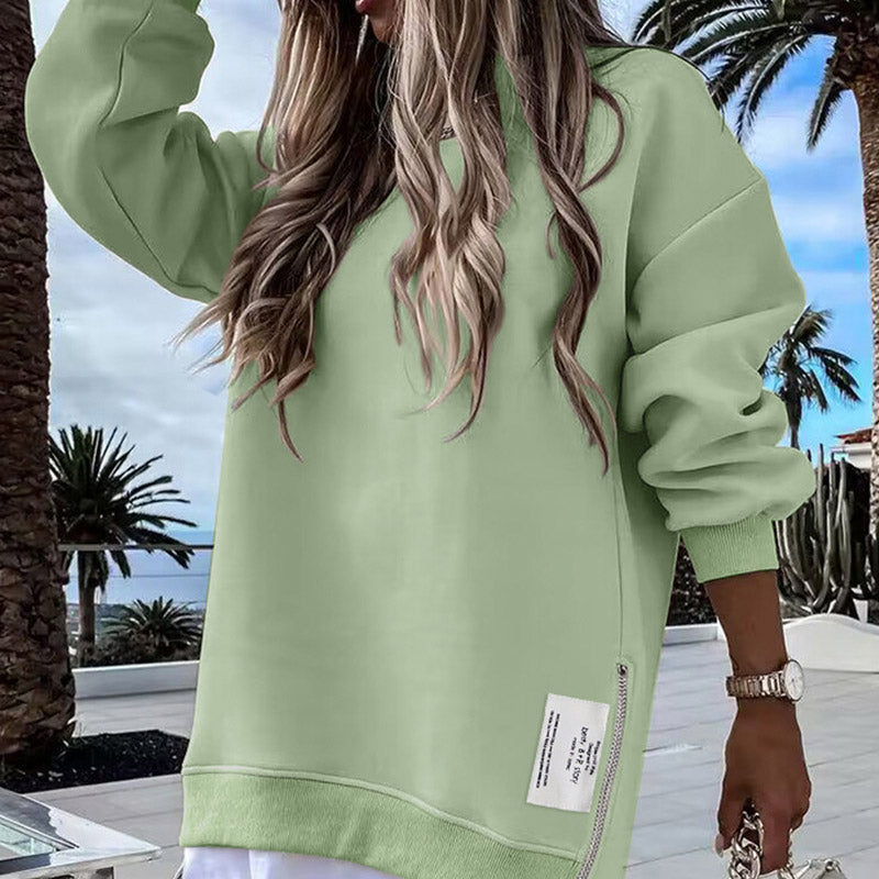 Rosetta | Women's Oversized Crew Neck Long Sleeve Dress - Beige - Image 4