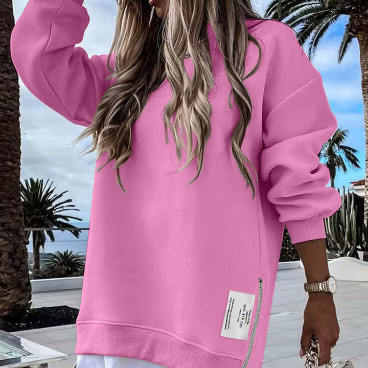 Rosetta | Women's Oversized Crew Neck Long Sleeve Dress - Beige - Image 5