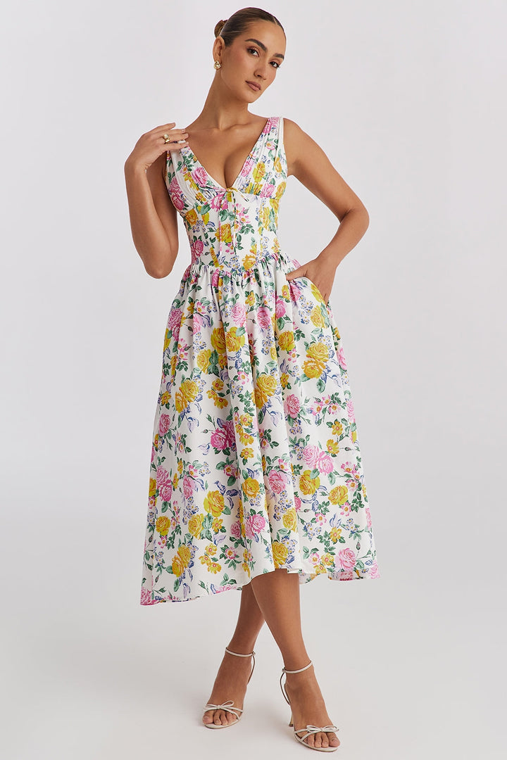 Rossalyn | Women's Floral Midi Dress for Summer - Image 1